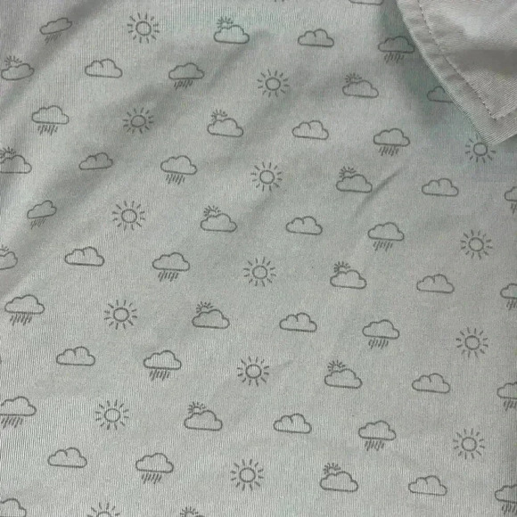 FootJoy Men's XL Polo Cloud Sun All Over Print Performance Stretch Light Blue - Picture 4 of 11